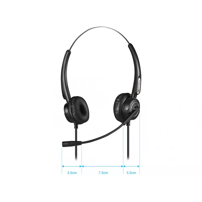 Sandberg USB+RJ9/11 Headset Pro Stereo, vadu, birojs/zvanu centrs, 20–7000 Hz, austiņas, melnas