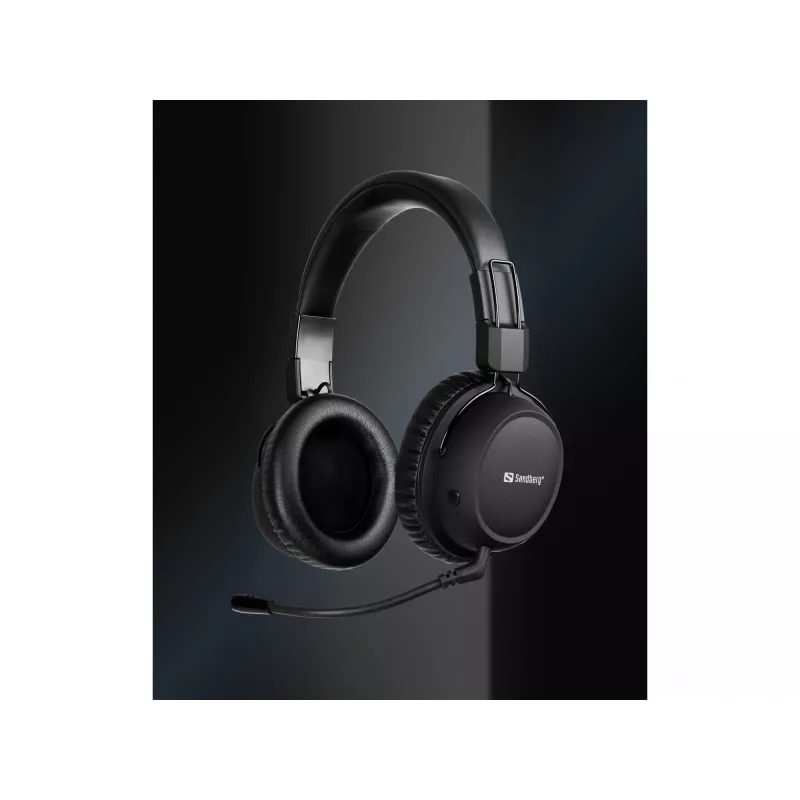 Sandberg bezvadu austiņām ANC FlexMic, bezvadu, spēlēm, 20–20000 Hz, 211 g, austiņas, melnas