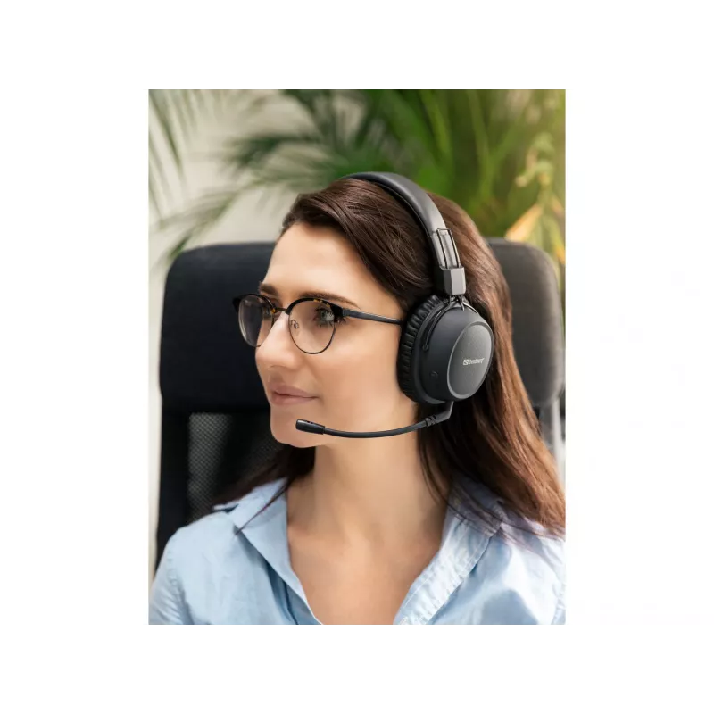 Sandberg bezvadu austiņām ANC FlexMic, bezvadu, spēlēm, 20–20000 Hz, 211 g, austiņas, melnas