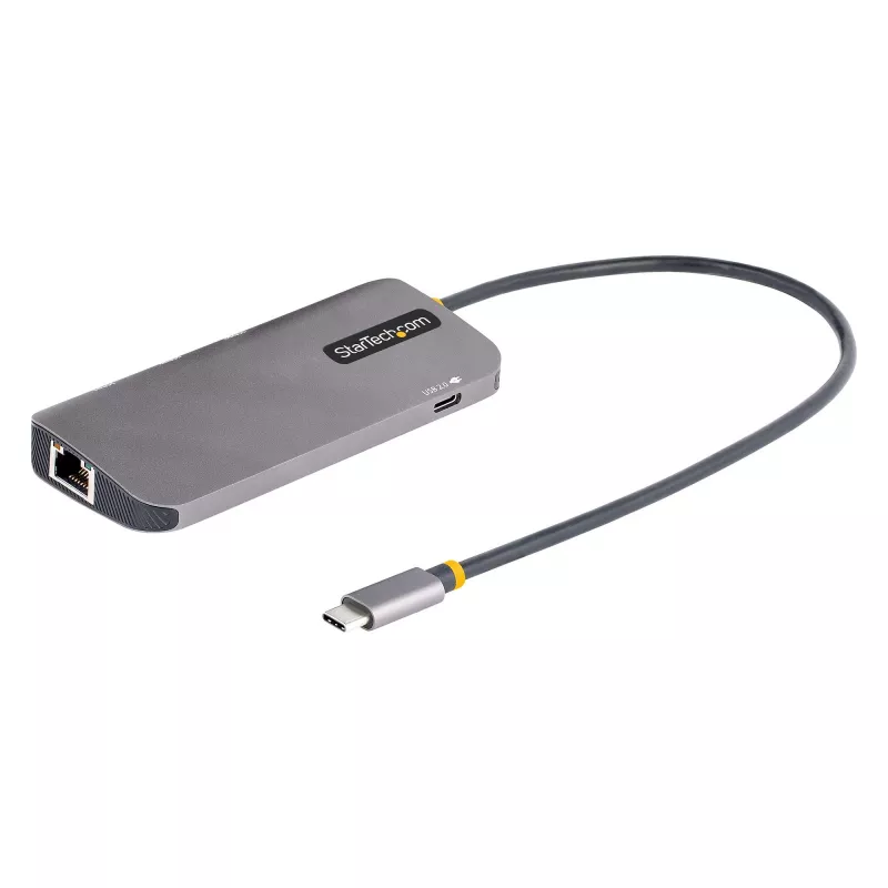 StarTech.com USB-C daudzportu adapteris, 4K 60Hz HDMI video, 3 portu 5Gbps USB centrmezgls, 100W jaudas padeves caurlaide, GbE, 12 collu/30 cm kabelis, mini ceļojuma dokstacija, klēpjdatora dokstacija