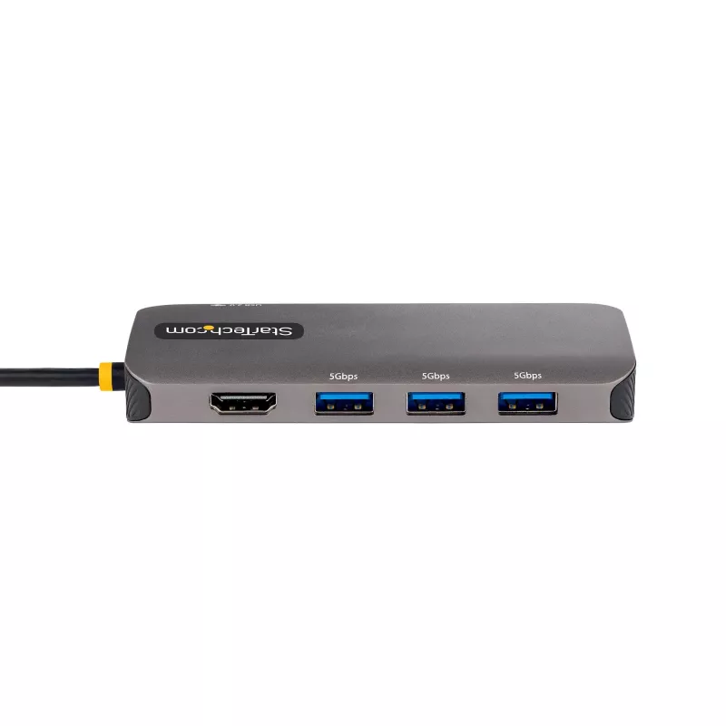 StarTech.com USB-C daudzportu adapteris, 4K 60Hz HDMI video, 3 portu 5Gbps USB centrmezgls, 100W jaudas padeves caurlaide, GbE, 12 collu/30 cm kabelis, mini ceļojuma dokstacija, klēpjdatora dokstacija