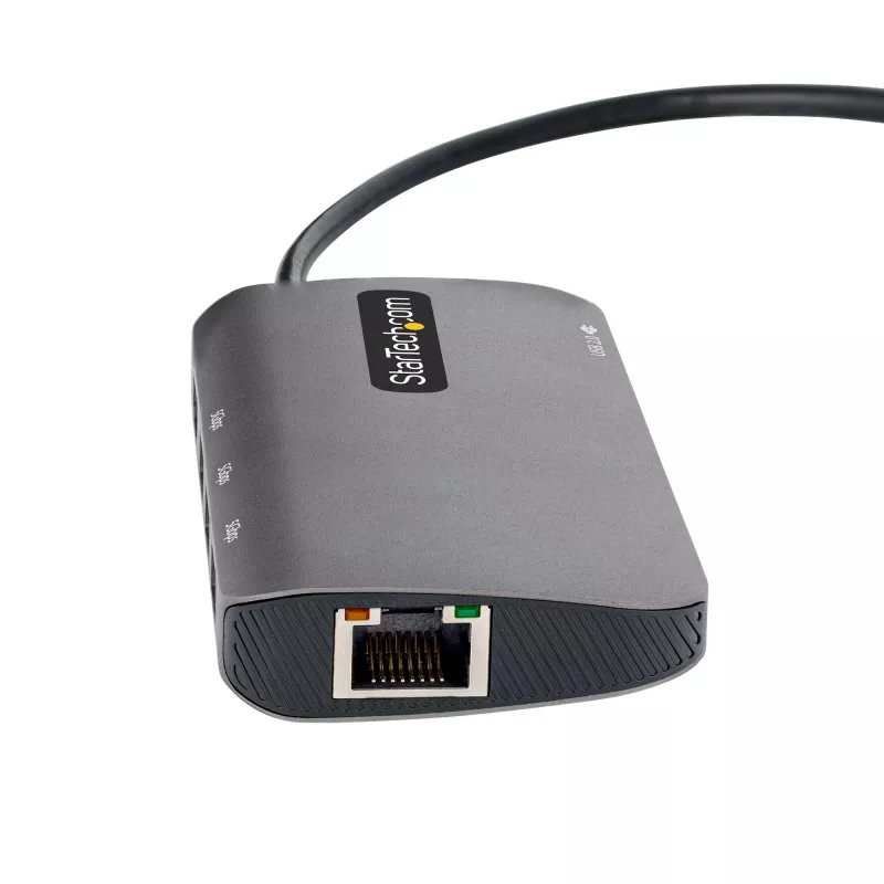 StarTech.com USB-C daudzportu adapteris, 4K 60Hz HDMI video, 3 portu 5Gbps USB centrmezgls, 100W jaudas padeves caurlaide, GbE, 12 collu/30 cm kabelis, mini ceļojuma dokstacija, klēpjdatora dokstacija