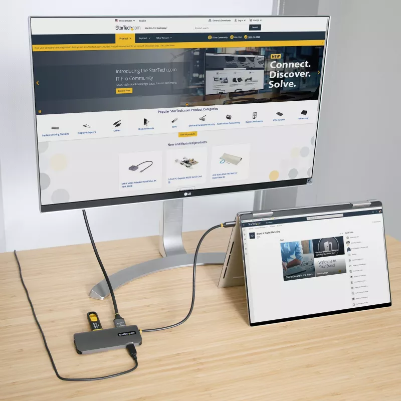 StarTech.com USB-C daudzportu adapteris, 4K 60Hz HDMI video, 3 portu 5Gbps USB centrmezgls, 100W jaudas padeves caurlaide, GbE, 12 collu/30 cm kabelis, mini ceļojuma dokstacija, klēpjdatora dokstacija
