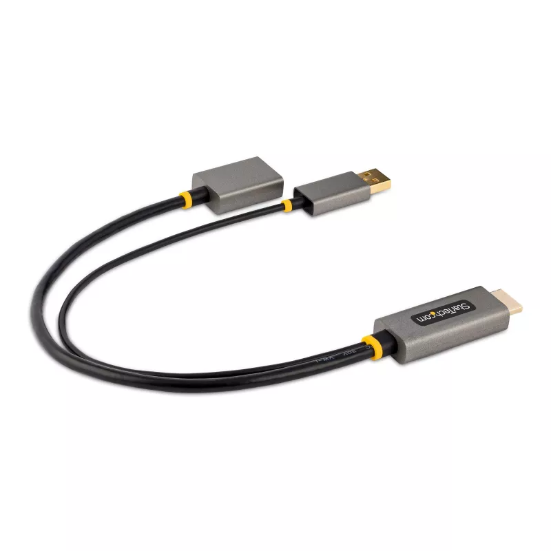 StarTech.com 1 pēda (30cm) HDMI–DisplayPort adaptera kabelis, aktīvs 4K 60Hz HDMI 2.0–DP 1.2 pārveidotājs, HDR, USB kopnes barošana, HDMI avots DisplayPort monitoram, klēpjdatoriem/PC
