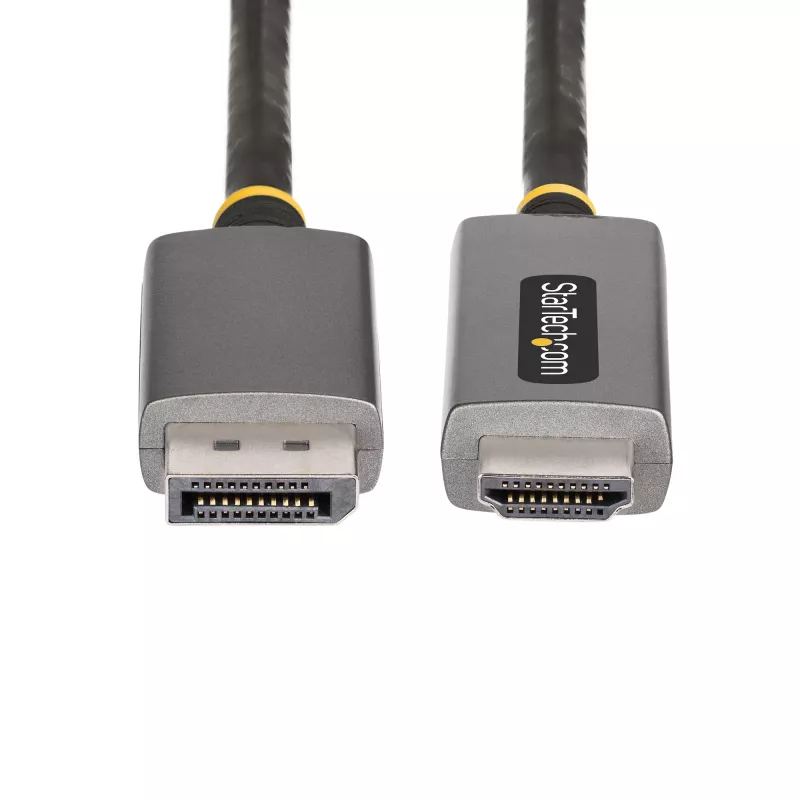 StarTech.com 2 m DisplayPort–HDMI adaptera kabelis, 8K 60 Hz, 4K 144 Hz, HDR10, DP 1.4 uz HDMI 2.1 aktīvais video pārveidotājs, DisplayPort darbvirsmas savienošanai ar HDMI monitoru, vīr.–vīr. – DisplayPort uz HDMI vads