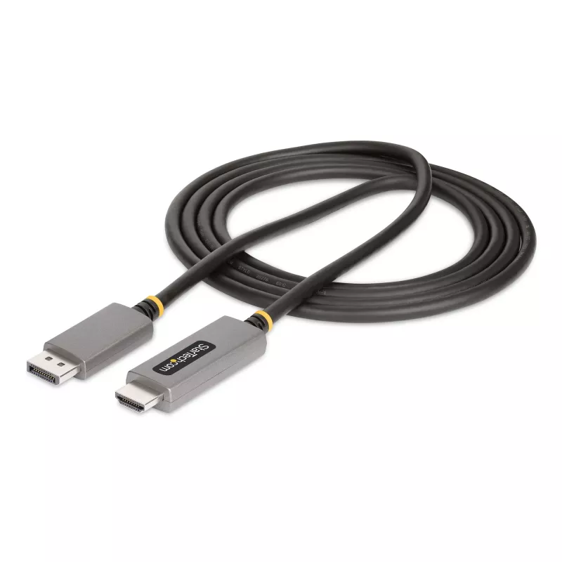 StarTech.com 2 m DisplayPort–HDMI adaptera kabelis, 8K 60 Hz, 4K 144 Hz, HDR10, DP 1.4 uz HDMI 2.1 aktīvais video pārveidotājs, DisplayPort darbvirsmas savienošanai ar HDMI monitoru, vīr.–vīr. – DisplayPort uz HDMI vads