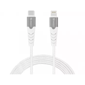Sandberg USB-C PD to Lightning MFI 1M PRO, 1 m, Lightning, USB C, vīriešu, vīriešu, balts
