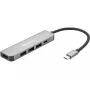 Sandberg USB-C Dokstacija HDMI+3xUSB+PD 100W, vadu, USB 3.2 Gen 1 (3.1 Gen 1) Type-C, 100 W, pelēka, 4K Ultra HD, alumīnijs