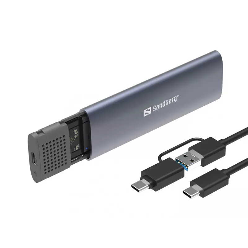 Sandberg USB 3.2 Case for M.2+NVMe SSD, SSD korpuss, M.2, M.2, 10 Gbit/s, USB savienojamība, Melns