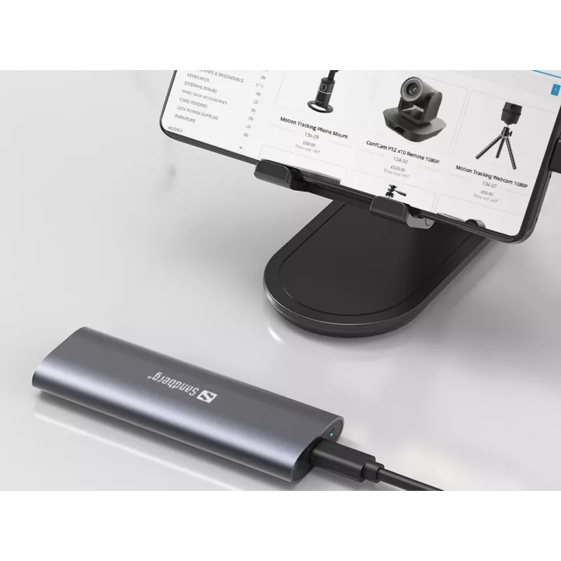 Sandberg USB 3.2 Case for M.2+NVMe SSD, SSD korpuss, M.2, M.2, 10 Gbit/s, USB savienojamība, Melns