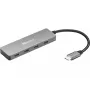 Sandberg USB-C uz 4 x USB-C centrmezgls, USB 3.2 Gen 1 (3.1 Gen 1) Type-C, USB 3.2 Gen 1 (3.1 Gen 1) Type-C, 10000 Mbit/s, pelēks, alumīnijs, 0.15 m