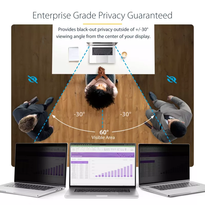 StarTech.com 13 collu MacBook Air M2/M3 klēpjdatora privātuma ekrāns, noņemams un atgriezenisks pretatspīduma privātuma filtrs, magnētisks klēpjdatora ekrāna aizsargs ar 51% zilās gaismas samazinājumu