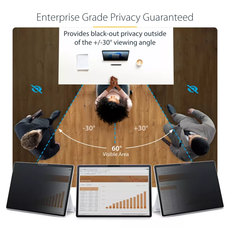 StarTech.com četrvirzienu privātuma ekrāns 13 collu Surface Pro 8/9/X klēpjdatoram, portreta/ainavas režīmi, skārienjutīgs, +/-30° skata leņķis, bloķē līdz 51% zilās gaismas, pretatspīduma pārklājums