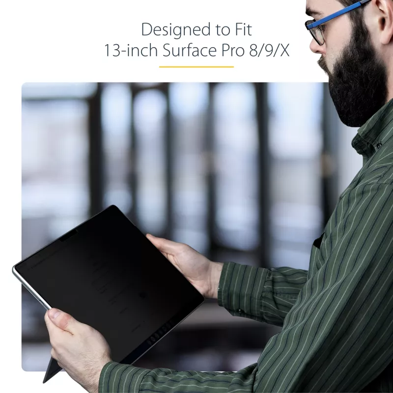 StarTech.com četrvirzienu privātuma ekrāns 13 collu Surface Pro 8/9/X klēpjdatoram, portreta/ainavas režīmi, skārienjutīgs, +/-30° skata leņķis, bloķē līdz 51% zilās gaismas, pretatspīduma pārklājums