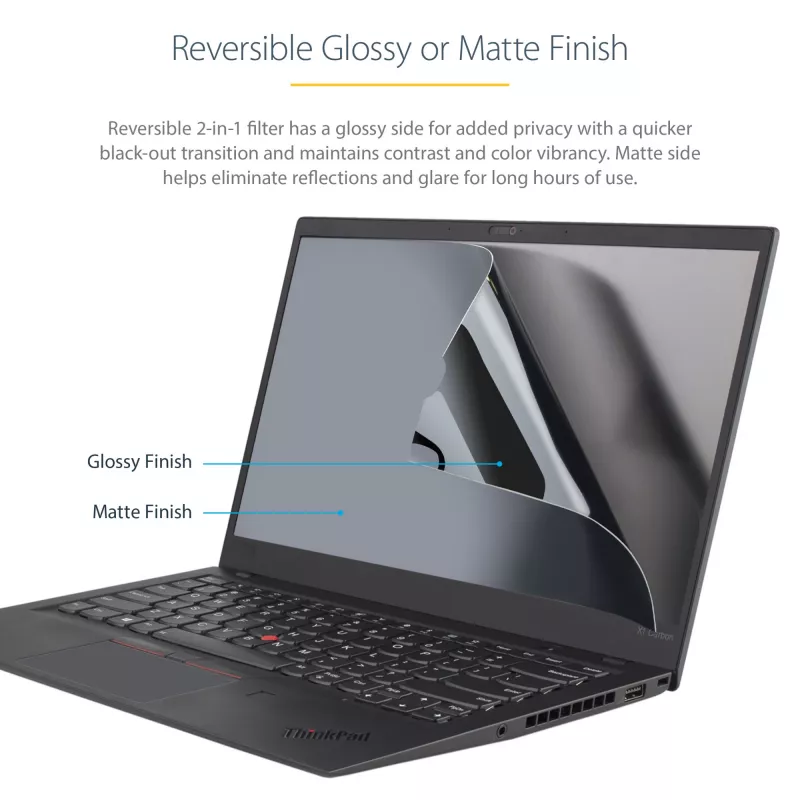 StarTech.com 14 collu piezīmjdatora privātuma ekrāns - pretatspīduma privātuma filtrs platekrāna (16:9) displejiem - piezīmjdatora monitora ekrāna aizsargs ar 51% zilās gaismas samazināšanu - abpusēji matētas/spīdīgas puses