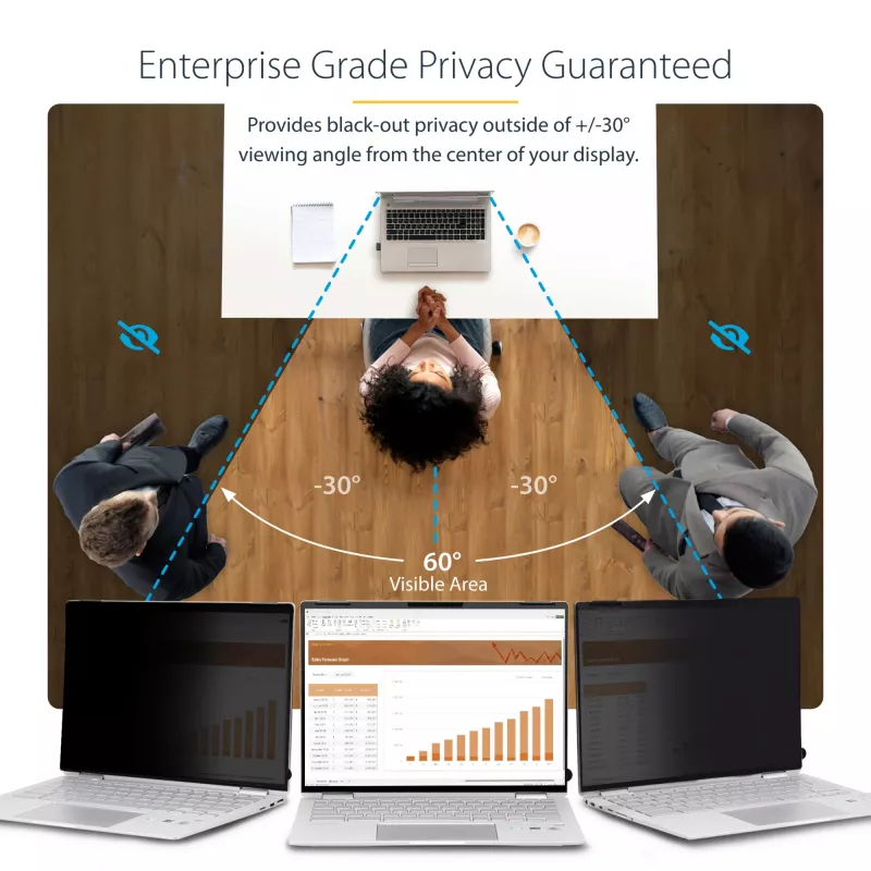 StarTech.com 14 collu 16:10 pārvēršamais privātuma ekrāns ar skārienjūtību, pretatspīduma privātuma filtrs, klēpjdatora monitora ekrāna aizsargs ar 51% zilās gaismas samazinājumu