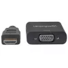 Manhattan HDMI uz VGA pārveidotāja kabelis, 1080p, 30cm, vīriešu uz sieviešu, Micro-USB barošanas pieslēgvieta papildu jaudai, ja nepieciešams, melns, trīs gadu garantija, ekvivalents HD2VGAE2.
