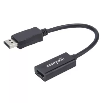 Manhattan DisplayPort 1.1 uz HDMI adaptera kabelis, 1080p@60Hz, vīrišķais uz sievišķo, melns, kabelis 15cm, DP ar fiksatoru, nav divvirzienu, trīs gadu garantija, ekvivalents DP2HDMI