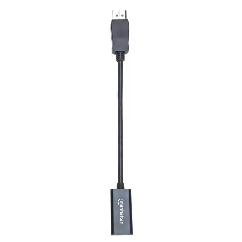 Manhattan DisplayPort 1.1 uz HDMI adaptera kabelis, 1080p@60Hz, vīrišķais uz sievišķo, melns, kabelis 15cm, DP ar fiksatoru, nav divvirzienu, trīs gadu garantija, ekvivalents DP2HDMI