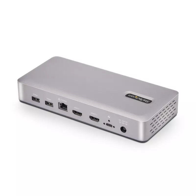 StarTech.com Dual-Monitor USB4 dokstacija, divi 4K 120Hz vai viens 8K 60Hz HDMI, 100W klēpjdatora uzlāde, 2.5GbE, USB-C vairāku monitoru doks, bez draiveriem