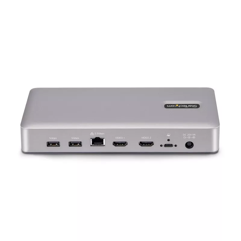 StarTech.com Dual-Monitor USB4 dokstacija, divi 4K 120Hz vai viens 8K 60Hz HDMI, 100W klēpjdatora uzlāde, 2.5GbE, USB-C vairāku monitoru doks, bez draiveriem