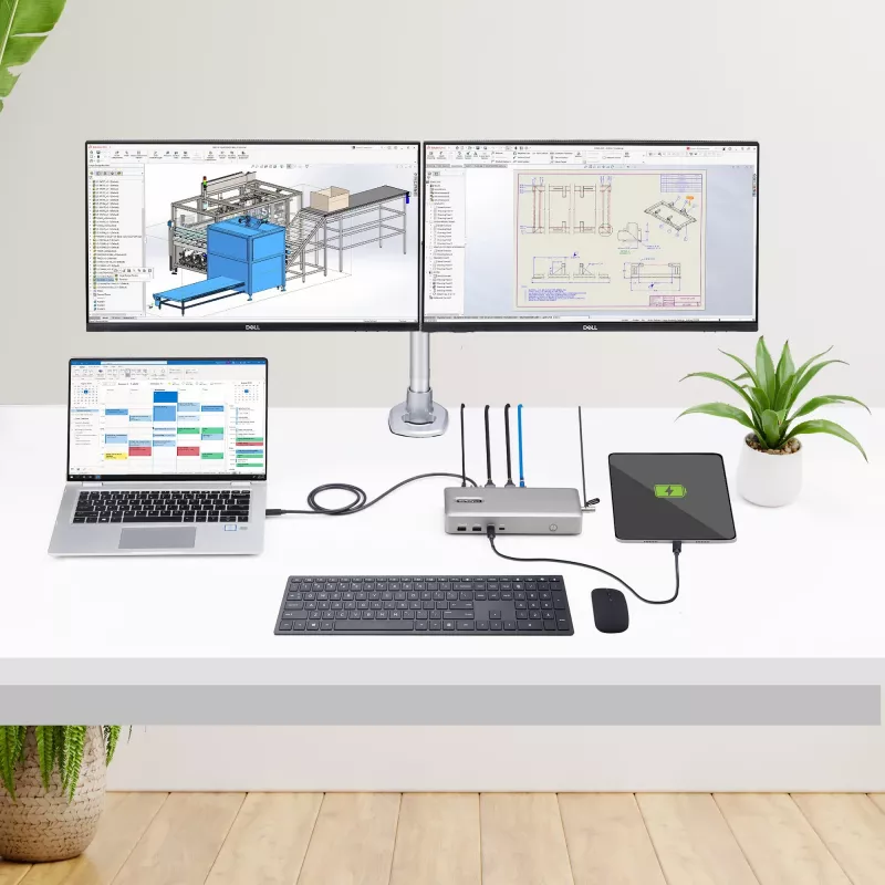 StarTech.com Dual-Monitor USB4 dokstacija, divi 4K 120Hz vai viens 8K 60Hz HDMI, 100W klēpjdatora uzlāde, 2.5GbE, USB-C vairāku monitoru doks, bez draiveriem