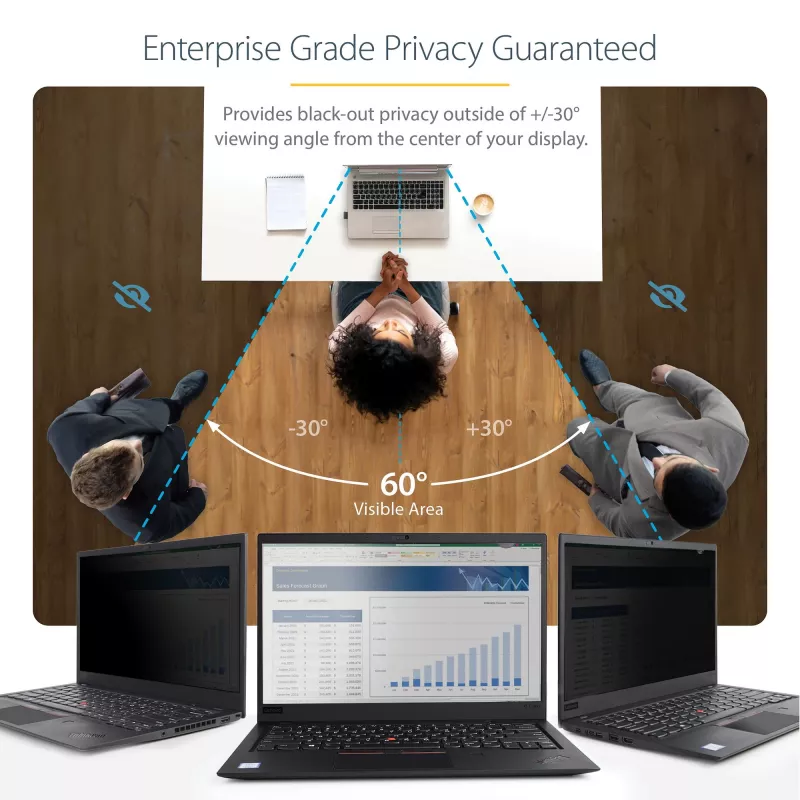 StarTech.com 15,6 collu 16:9 klēpjdatora privātuma filtrs, pretatspīduma privātuma ekrāns ar 51% zilās gaismas samazinājumu, piezīmjdatora ekrāna aizsargs ar +/- 30 grādu skata leņķi, matēts/spīdīgs