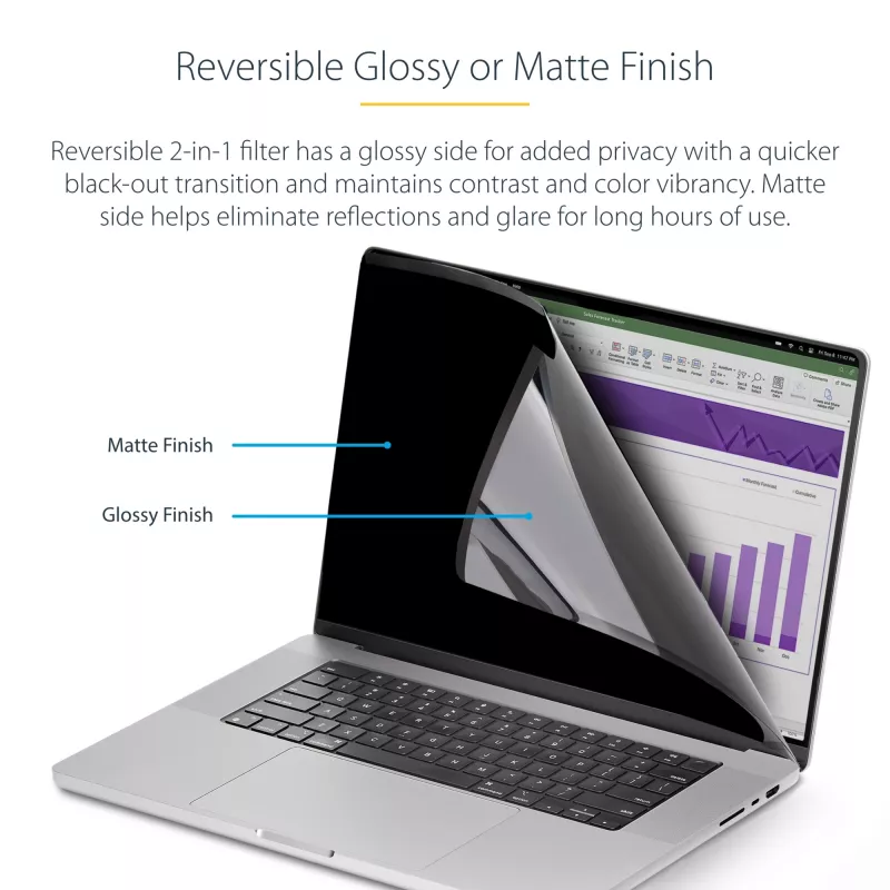 StarTech.com 16 collu MacBook Pro 21/23 klēpjdatora privātuma ekrāns, noņemams un atgriezenisks pretatspīduma privātuma filtrs, magnētisks klēpjdatora ekrāna aizsargs ar 51% zilās gaismas samazinājumu