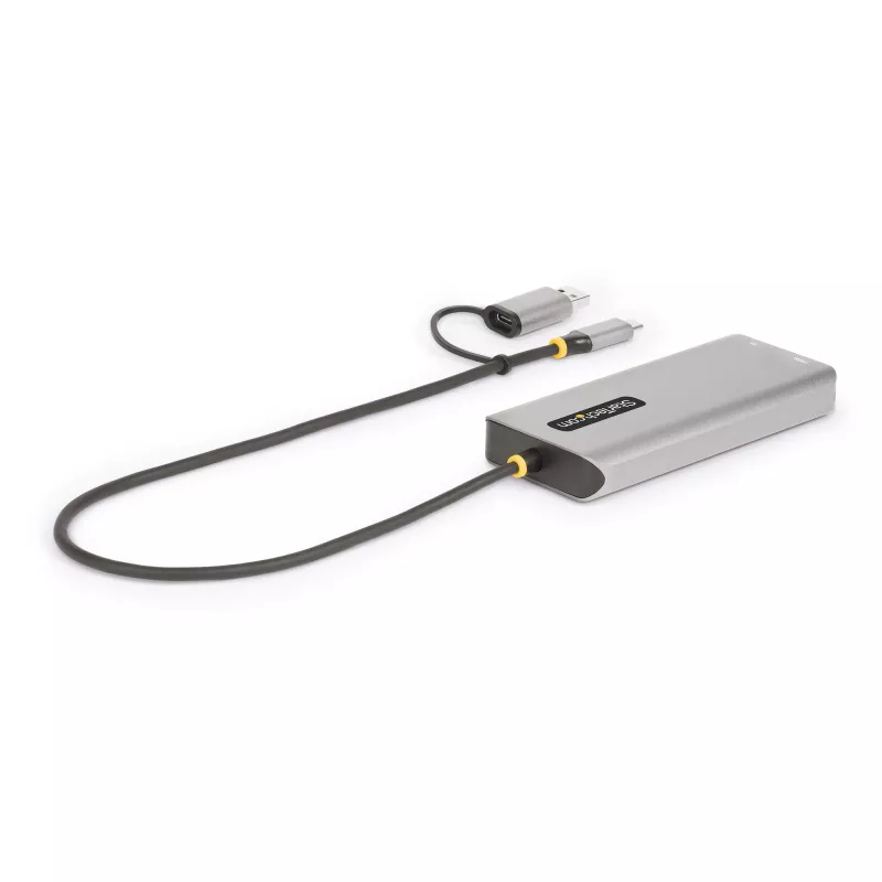 StarTech.com USB-C multiportu adapteris ar pievienotu USB-C uz USB-A pārveidotāju, duālais HDMI (4K30Hz/1080p60Hz), 3x USB-A 5Gbps, mini ceļojumu dokstacija, klēpjdatoru dokstacija, 1,3 pēdu/40cm kabelis