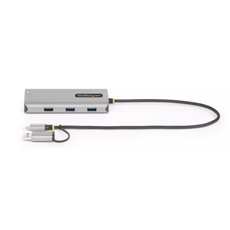 StarTech.com USB-C multiportu adapteris ar pievienotu USB-C uz USB-A pārveidotāju, duālais HDMI (4K30Hz/1080p60Hz), 3x USB-A 5Gbps, mini ceļojumu dokstacija, klēpjdatoru dokstacija, 1,3 pēdu/40cm kabelis