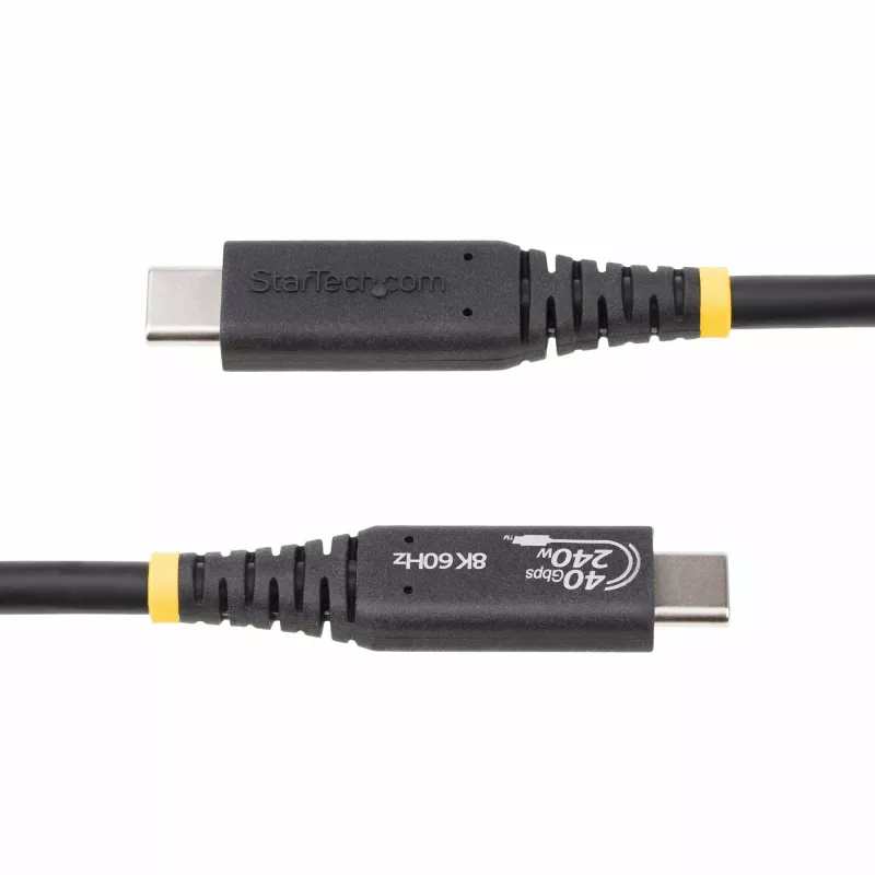 StarTech.com 1m (3,3 pēdas) USB4 kabelis, USB-IF sertificēts USB-C kabelis, 40Gbps, 240W Power Delivery PD 3.1 EPR, 8K 60Hz, USB Type-C datu pārsūtīšanas kabelis/vads, saderīgs ar Thunderbolt/USB 3.2 pieslēgvietām