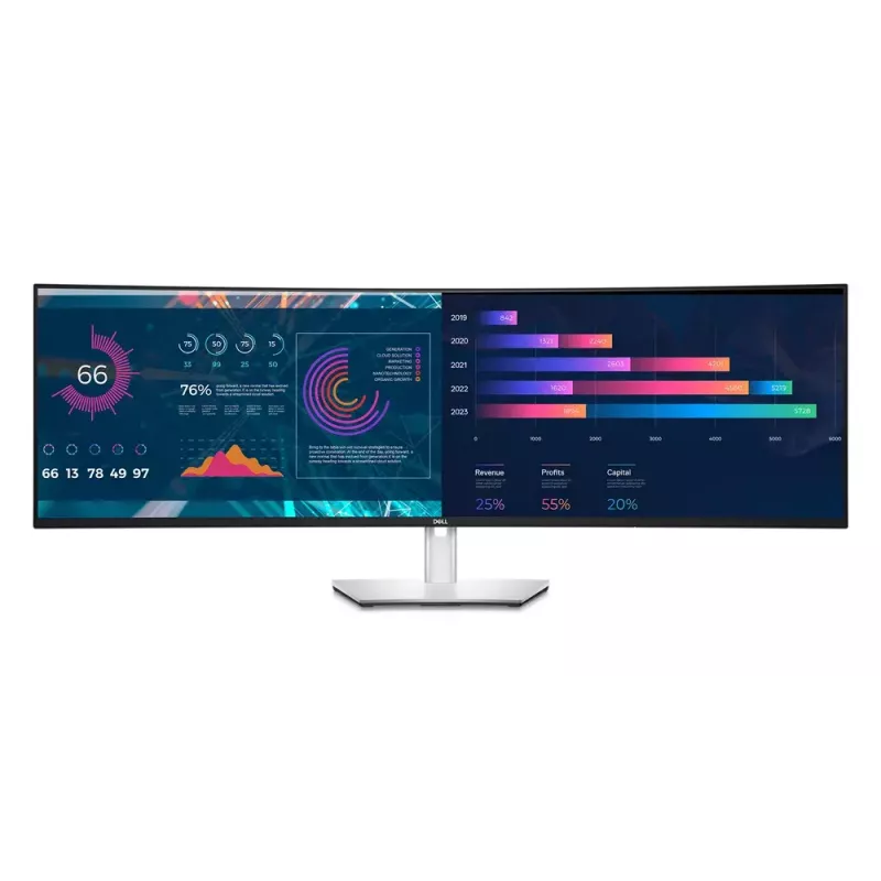 DELL UltraSharp U4924DW datora monitors 124,5 cm (49 colli) 5120 x 1440 pikseļi 5K Ultra HD LCD Melns, Sudrabs