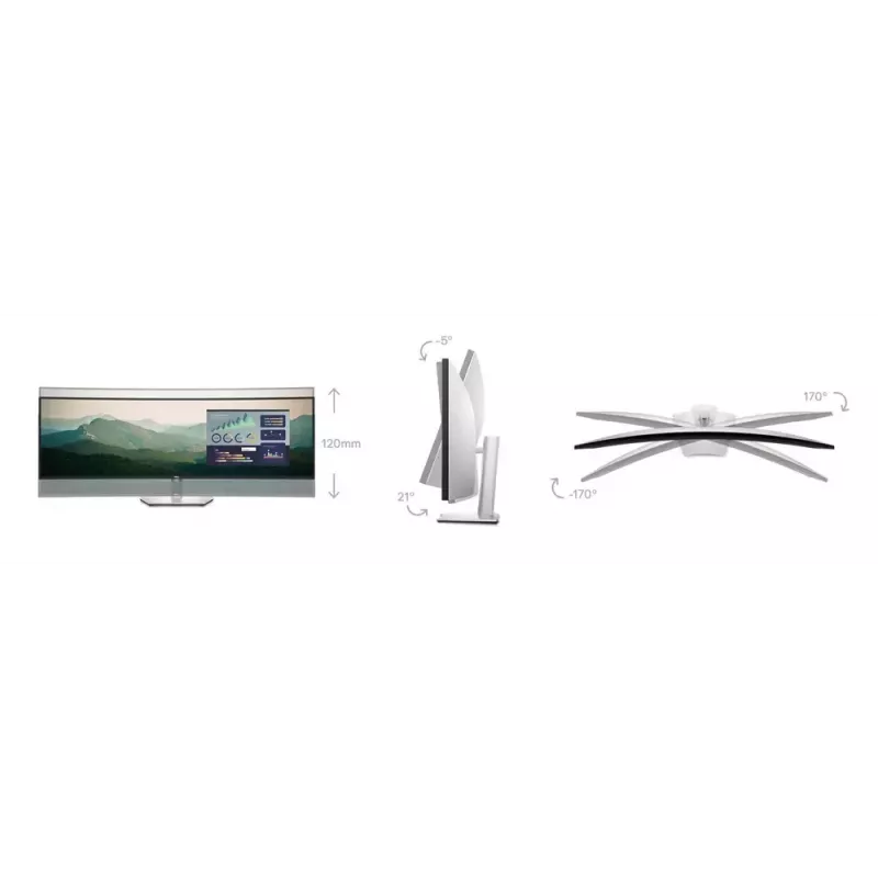 DELL UltraSharp U4924DW datora monitors 124,5 cm (49 colli) 5120 x 1440 pikseļi 5K Ultra HD LCD Melns, Sudrabs