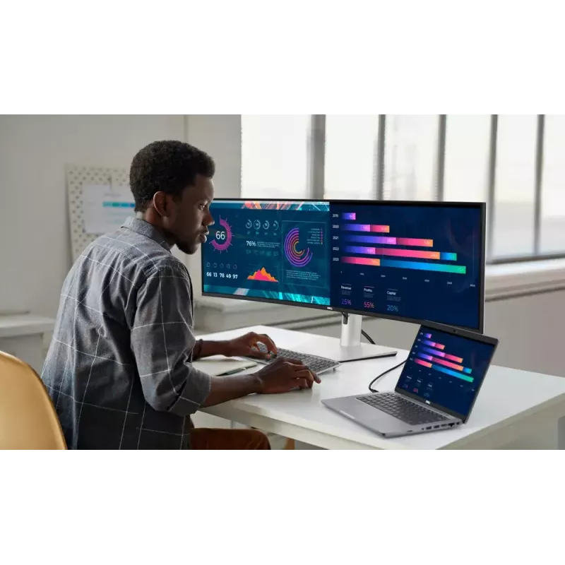 DELL UltraSharp U4924DW datora monitors 124,5 cm (49 colli) 5120 x 1440 pikseļi 5K Ultra HD LCD Melns, Sudrabs