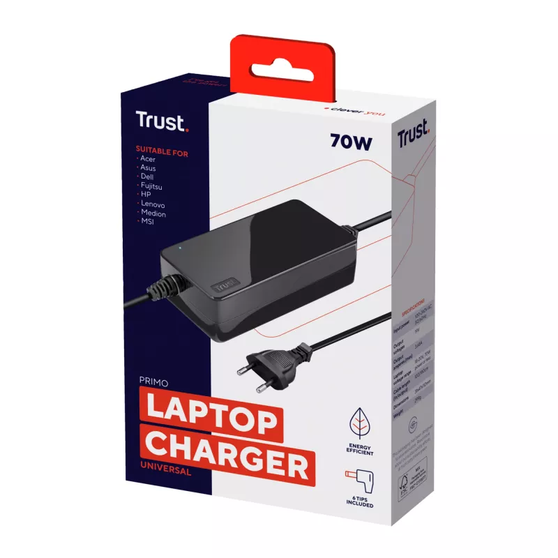 Trust Primo strāvas adapteris telpām 70 W melns