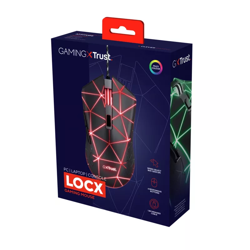 Trust GXT 133 Locx pele Spēlēm Labās rokas USB Type-A Optiskā 4000 DPI