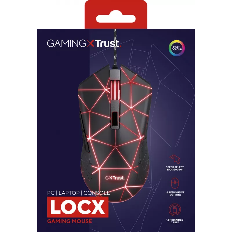 Trust GXT 133 Locx pele Spēlēm Labās rokas USB Type-A Optiskā 4000 DPI