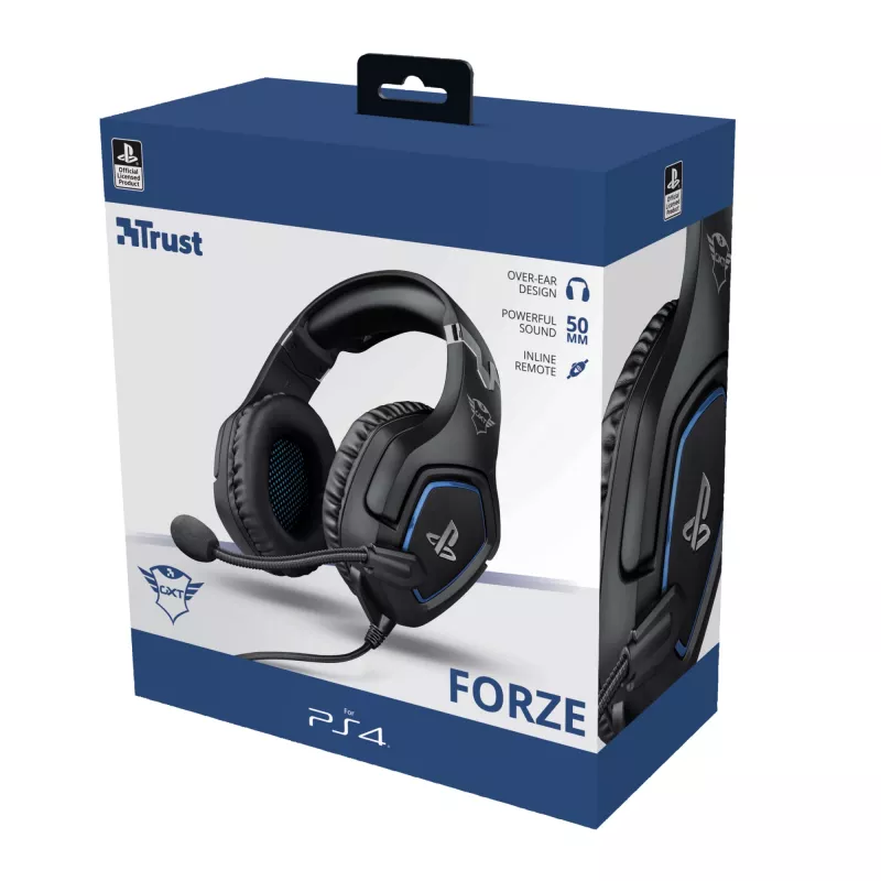 Trust GXT 488 Forze PS4 austiņas ar vadu, galvas lentes, spēlēm, melnas
