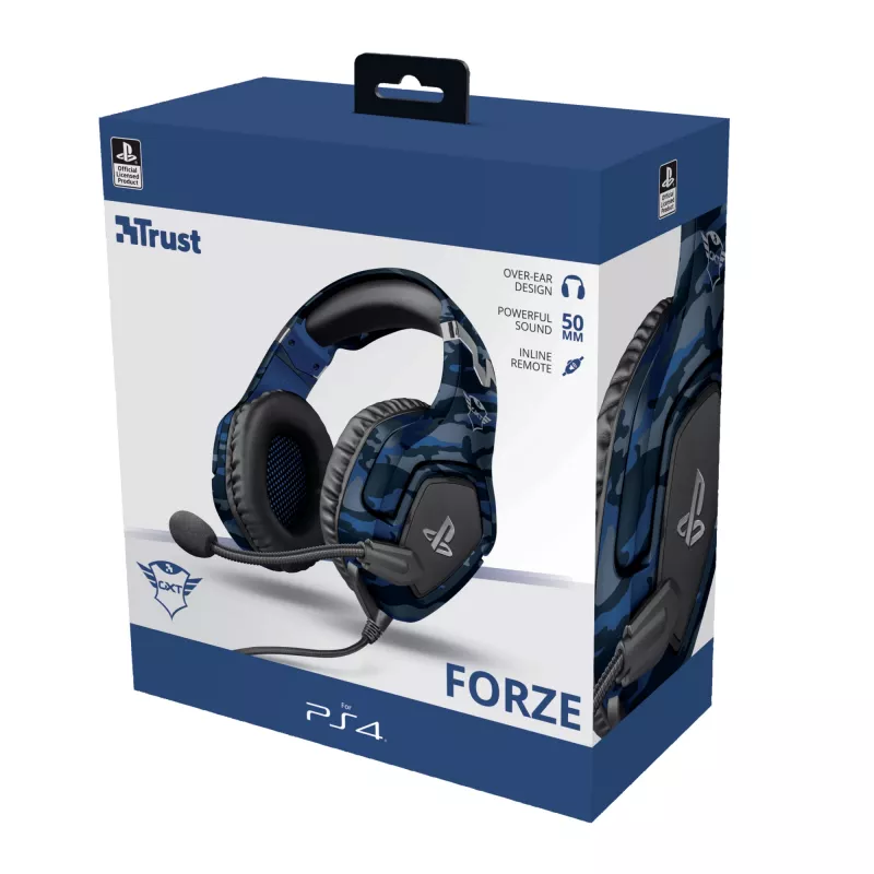 Trust GXT 488 Forze PS4 austiņas Ar vadu Austiņu lente Spēļu Melns, Zils