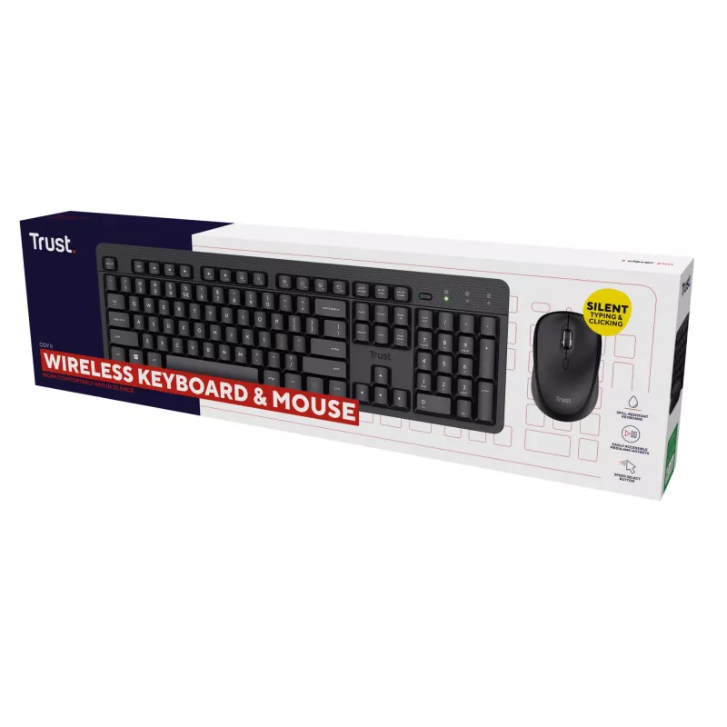 Trust Ody II tastatūra Pele iekļauta Universāla RF Bezvadu QWERTY US angļu Melna