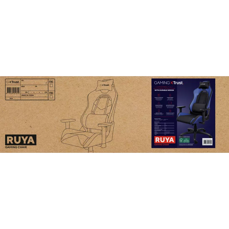 Trust GXT 714 RUYA universāls spēļu krēsls melns, zils