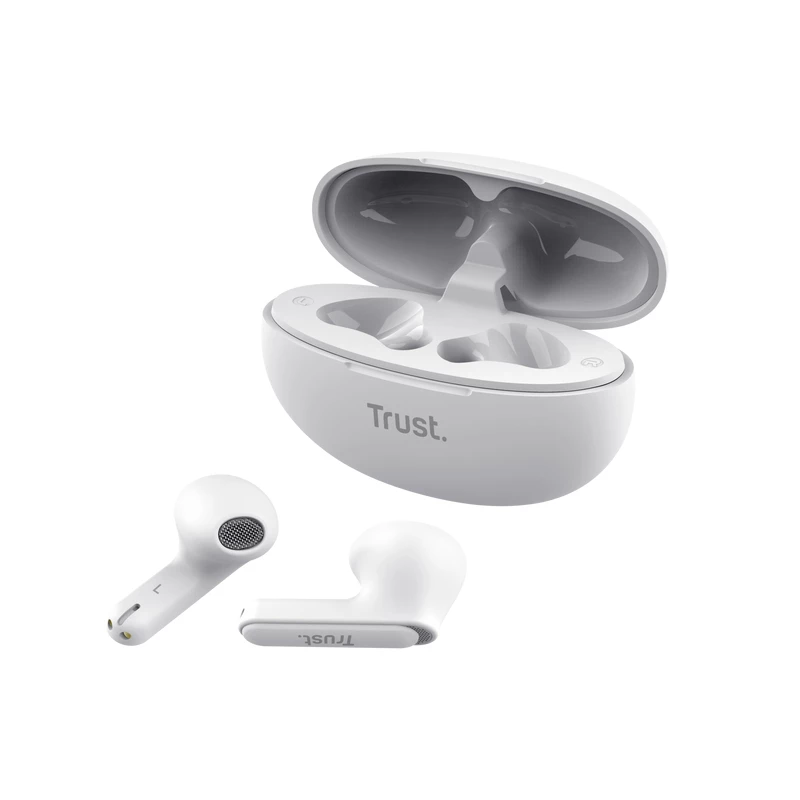 Trust Yavi austiņas True Wireless Stereo (TWS) Ievietojamās Zvani/Mūzika USB Type-C Bluetooth Balts