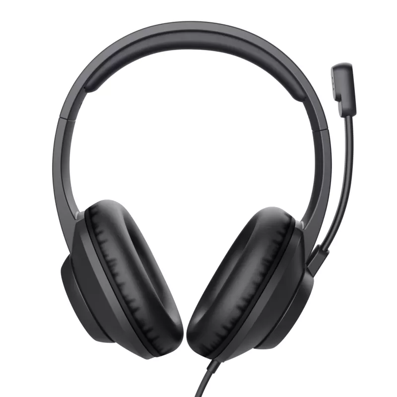 Trust Ayda Max USB austiņas ar vadu, galvas lentes, birojam/zvanu centram, USB Type-C / USB Type-A, melnas