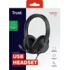 Trust Ayda Max USB austiņas ar vadu, galvas lentes, birojam/zvanu centram, USB Type-C / USB Type-A, melnas
