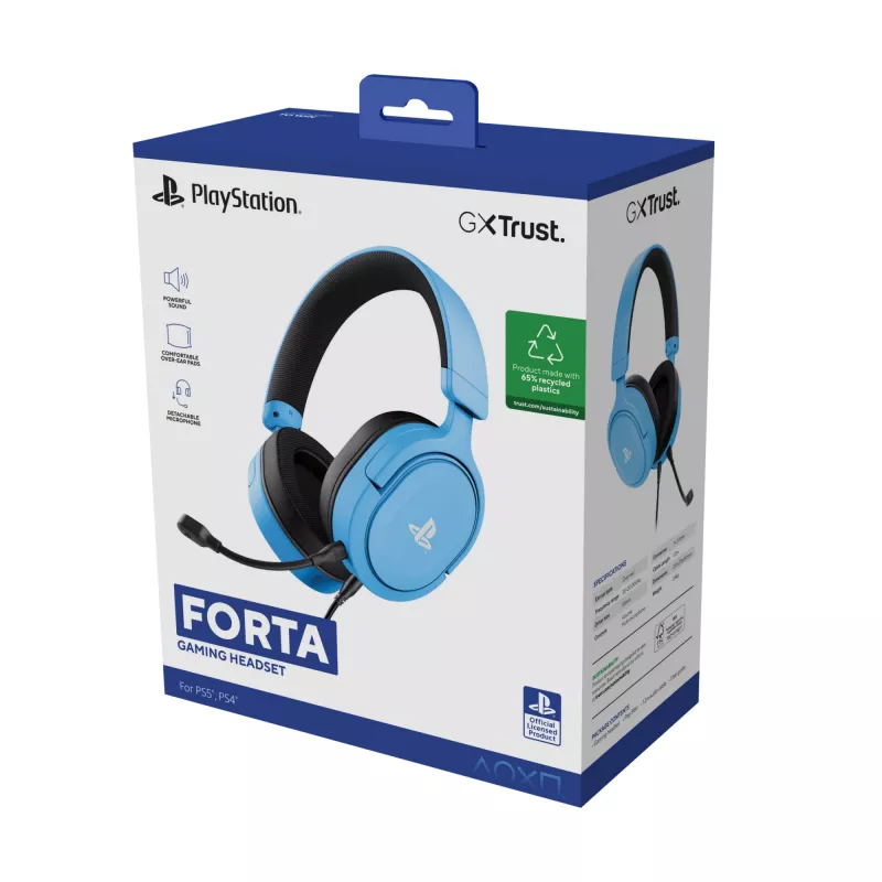Trust GXT 498B Forta austiņas ar vadu, galvas lente, spēlēm, zilas