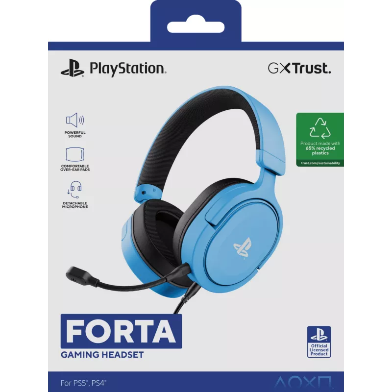 Trust GXT 498B Forta austiņas ar vadu, galvas lente, spēlēm, zilas