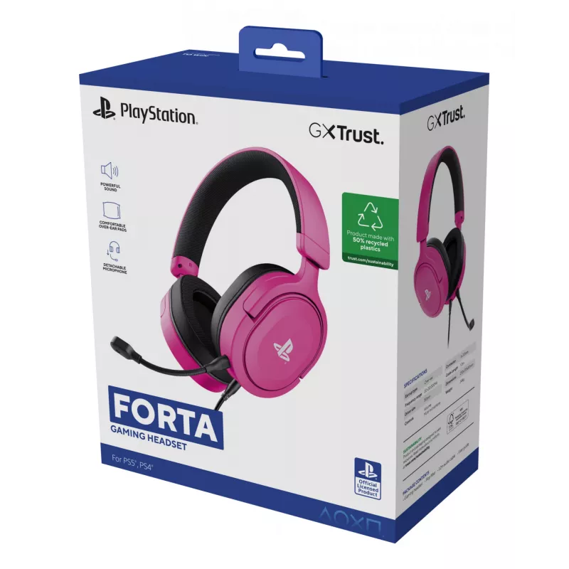 Trust GXT 498P Forta austiņas ar vadu, galvas lentes tipa, spēļu, rozā