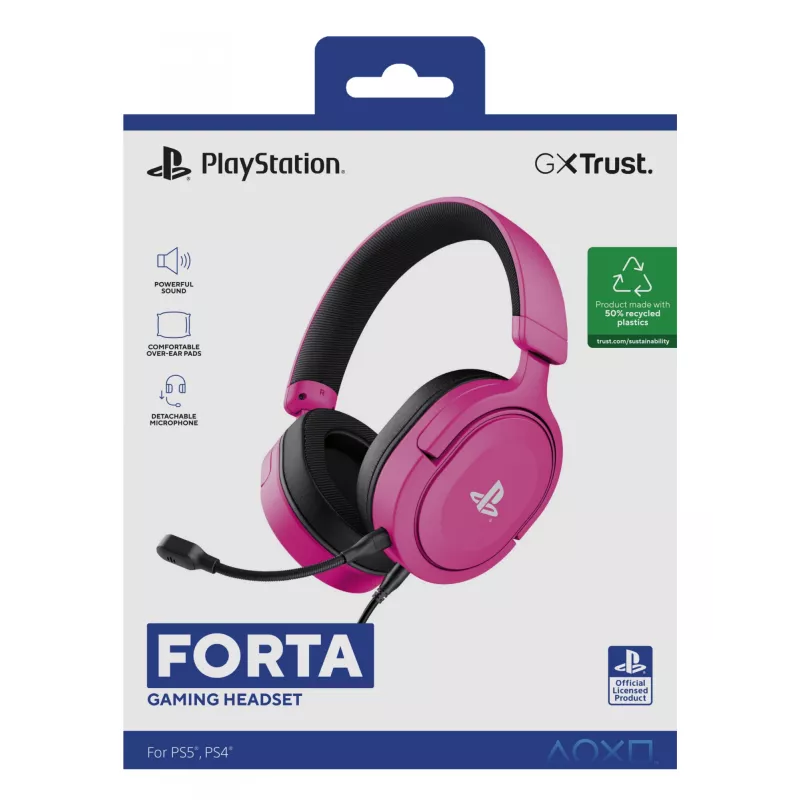 Trust GXT 498P Forta austiņas ar vadu, galvas lentes tipa, spēļu, rozā