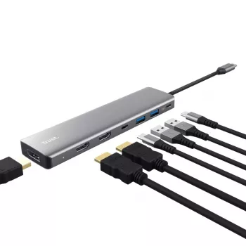 Trust 25661 saskarnes centrmezgls USB Type-C Alumīnijs