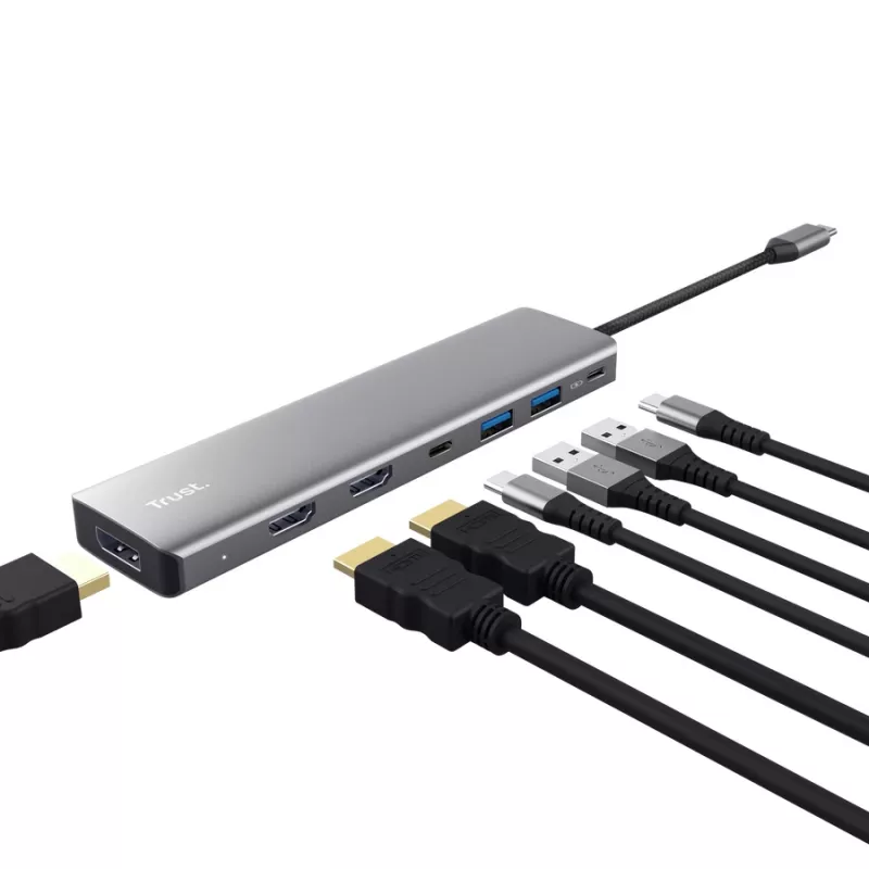 Trust 25661 saskarnes centrmezgls USB Type-C Alumīnijs